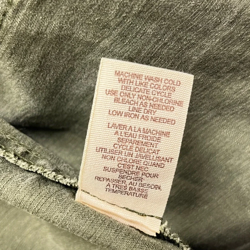 Free People Womens Olive Green Cotton Twill Military Field Jacket Fishtail Hem